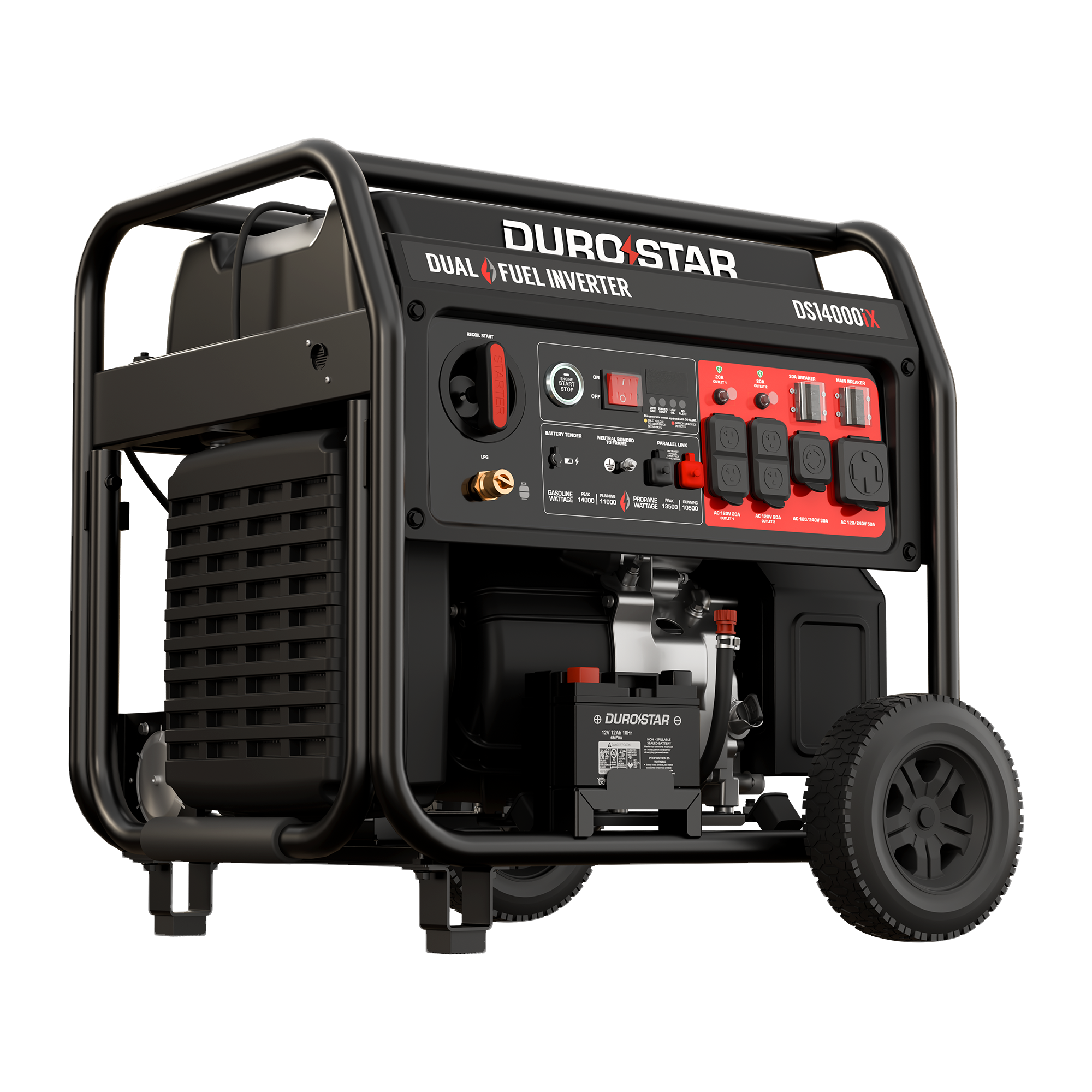 DuroStar DS14000iX Dual-Fuel Inverter Generator — 14,000W Peak (49-State) — exact-model product view