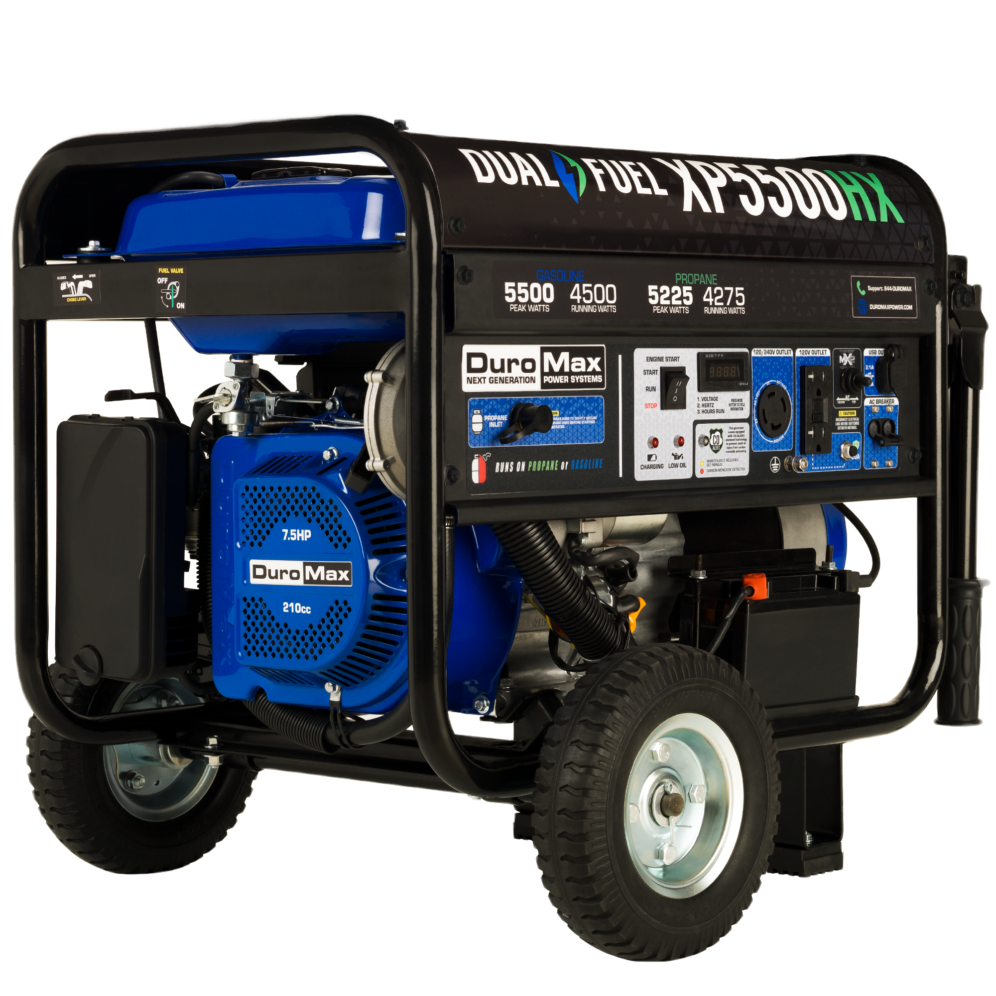 DuroMax XP5500HX Dual-Fuel Generator — 5,500W Peak (49-State) — exact-model product view