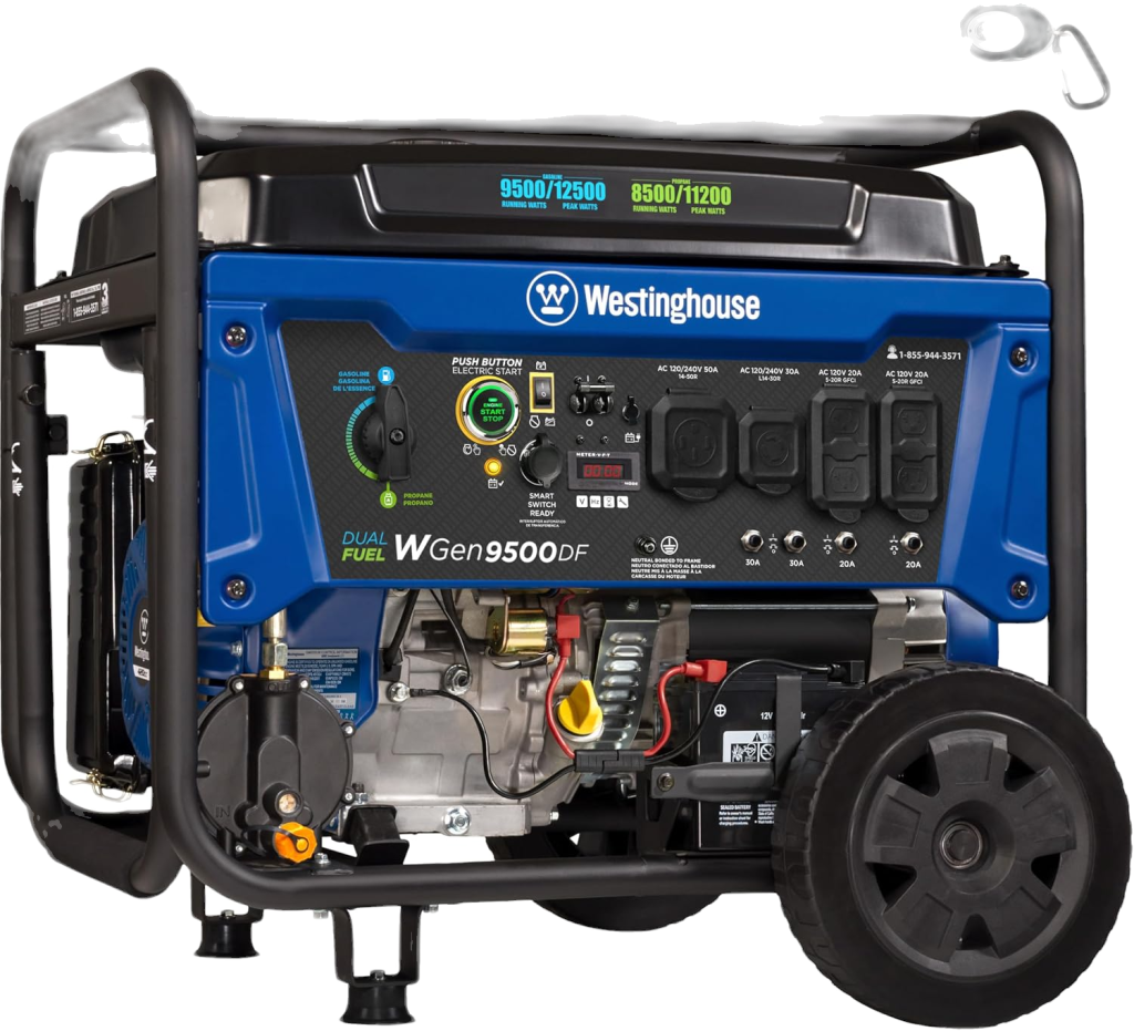 Westinghouse WGen9500DF Dual Fuel Generator — 12500W Peak